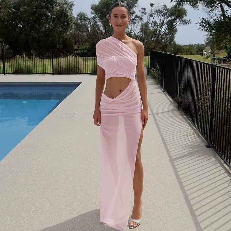 Alana Mesh Hollow Out Backless Sexy Maxi Dress