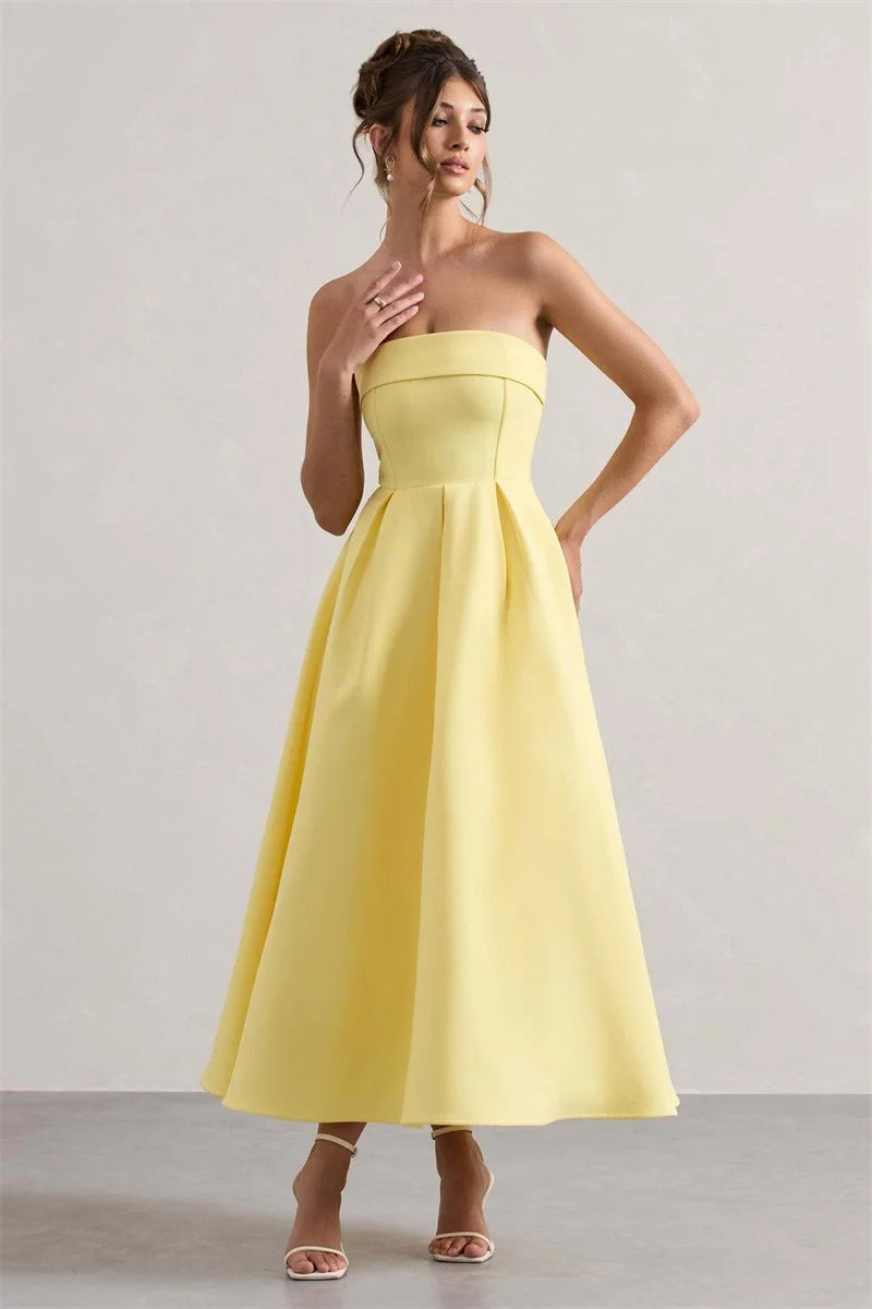 Off-shoulder Strapless Sexy Midi Dress