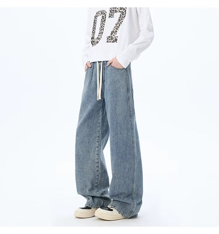 High Waisted Wide-Leg Jeans with Elastic Waist