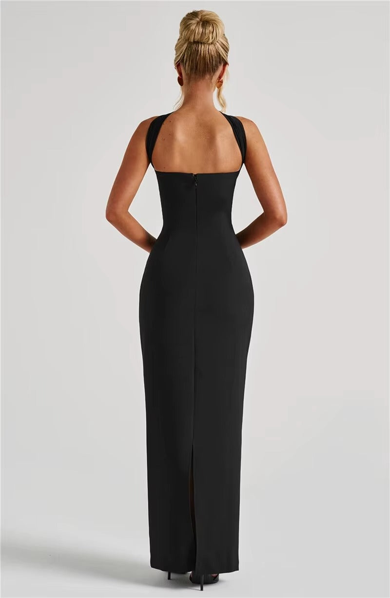 Alyssa Scarf Collar Strapless Sexy Maxi Dress