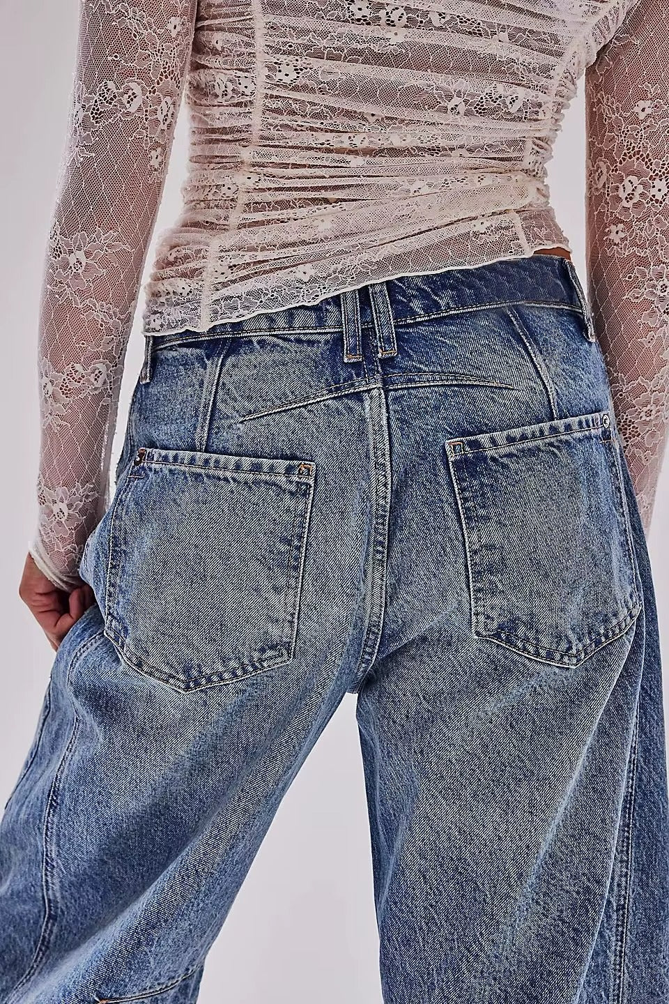 High-Stretch Mid-Rise Barrel Jeans for Women
