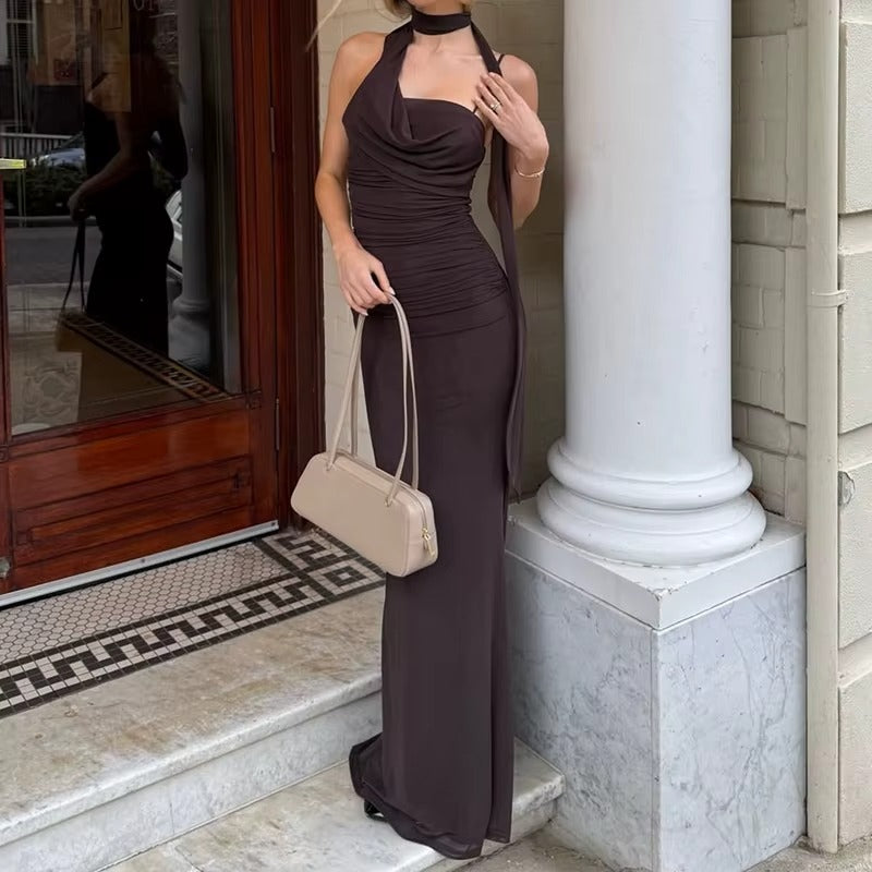 Jenny Halter Off-shoulder Sexy Maxi Dress