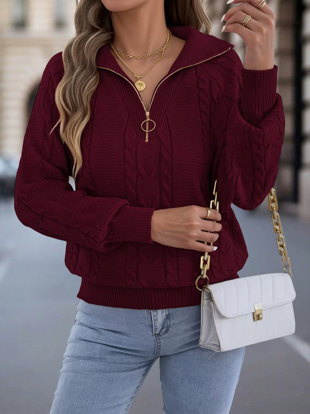 Women’s Casual Lantern Sleeve Knit Outfit