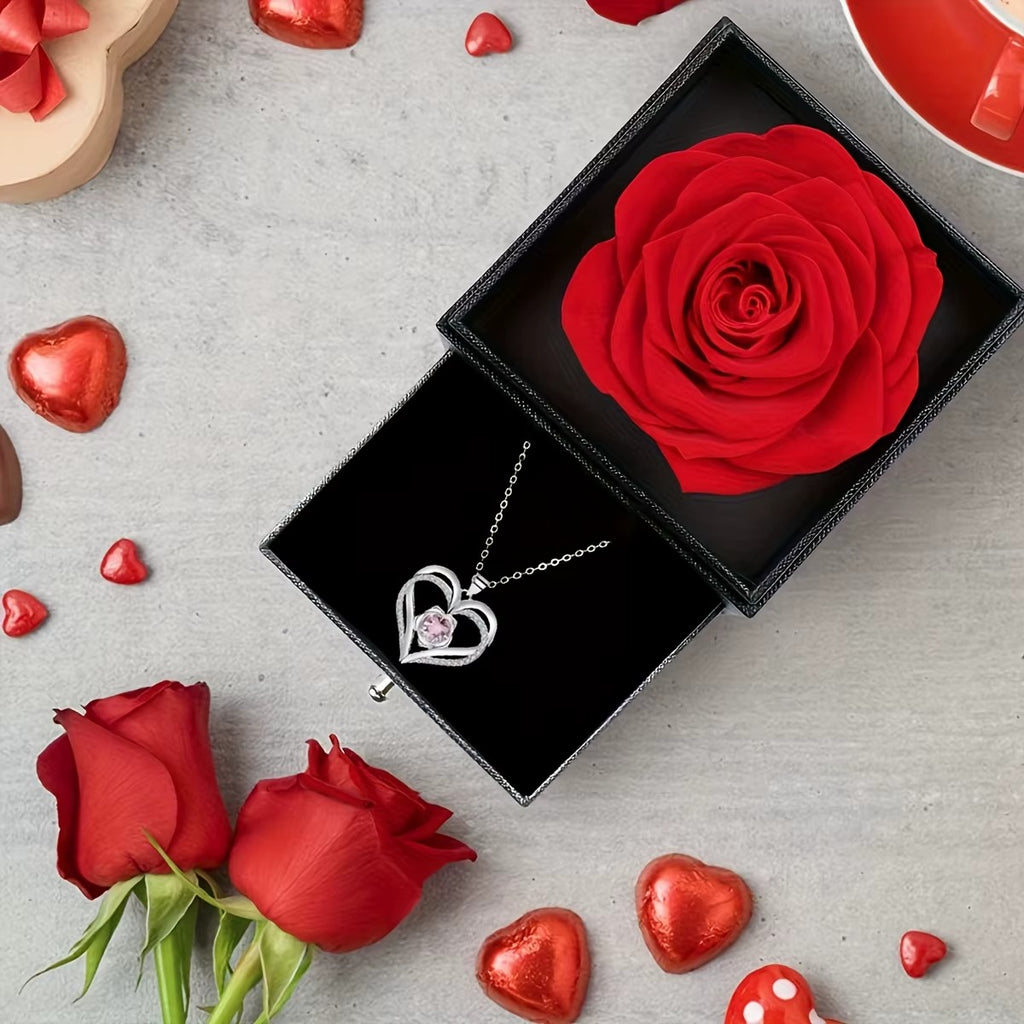 Affordable Permanent Rose Gift Box & Multi Pendant Necklace for Valentine’s Day | US & Worldwide Shipping