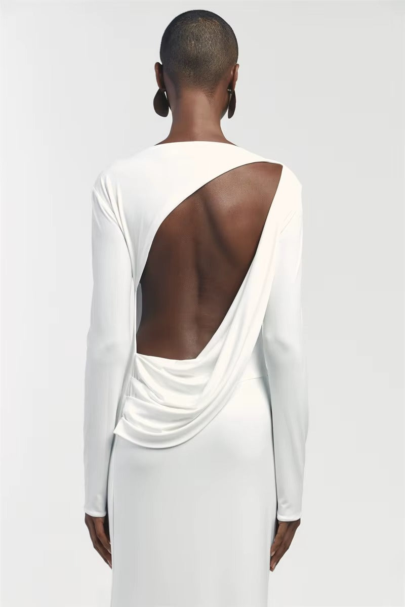 Backless Long Sleeve Sexy Maxi Dress