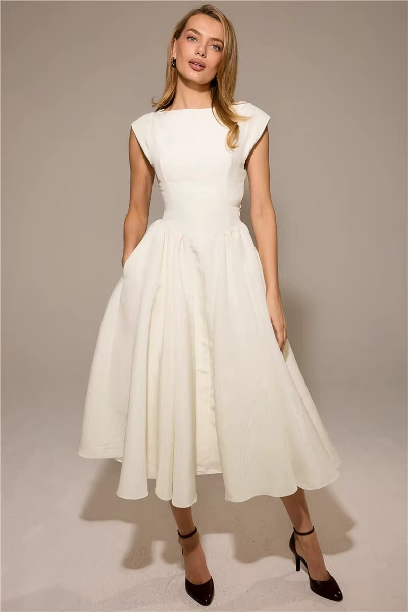 White Backless A-line Sexy Maxi DressValerie