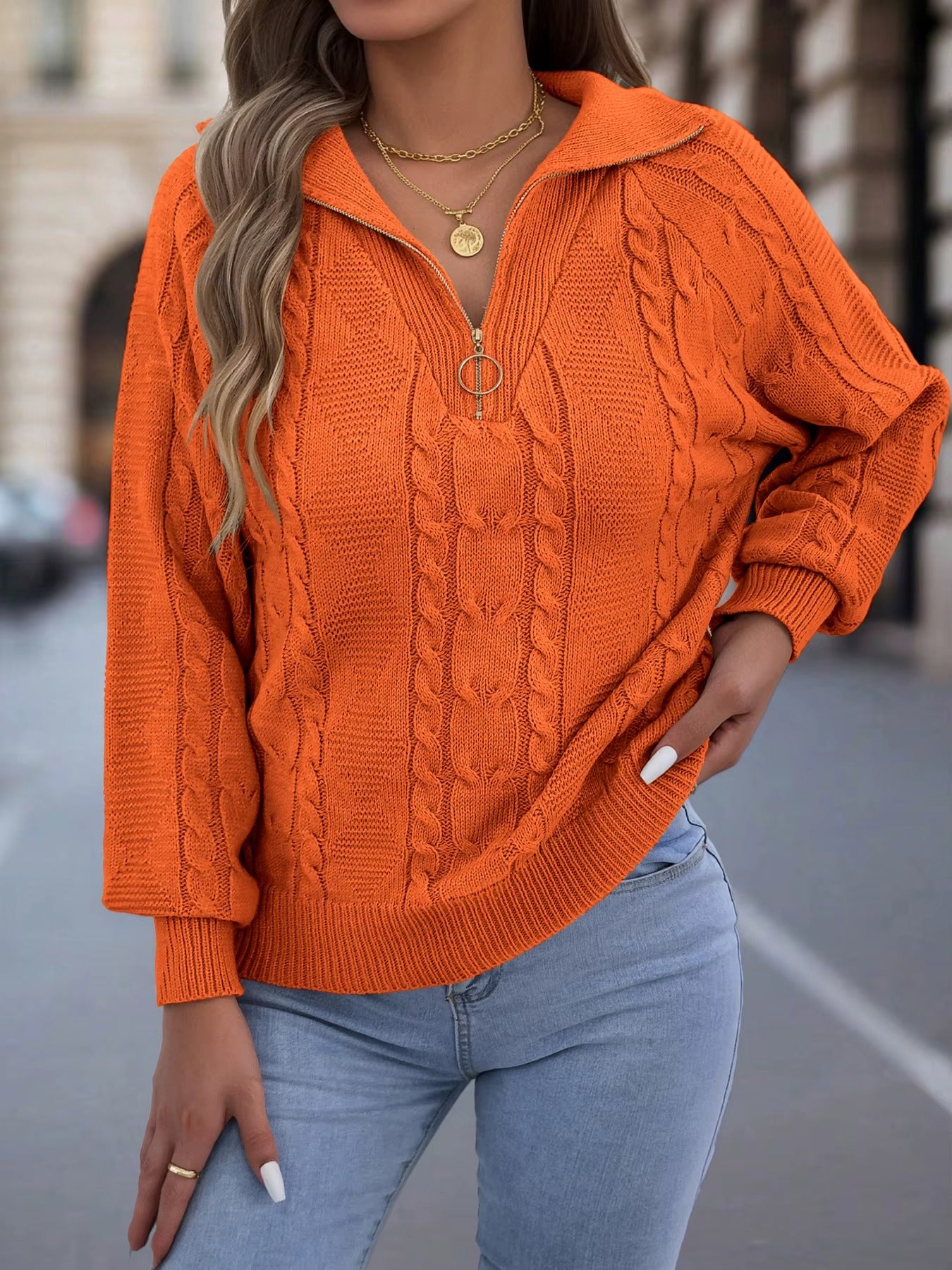 Women’s Casual Lantern Sleeve Knit Outfit