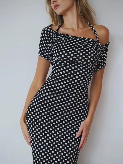 Julie Off-shoulder Polka Dot Maxi Dress