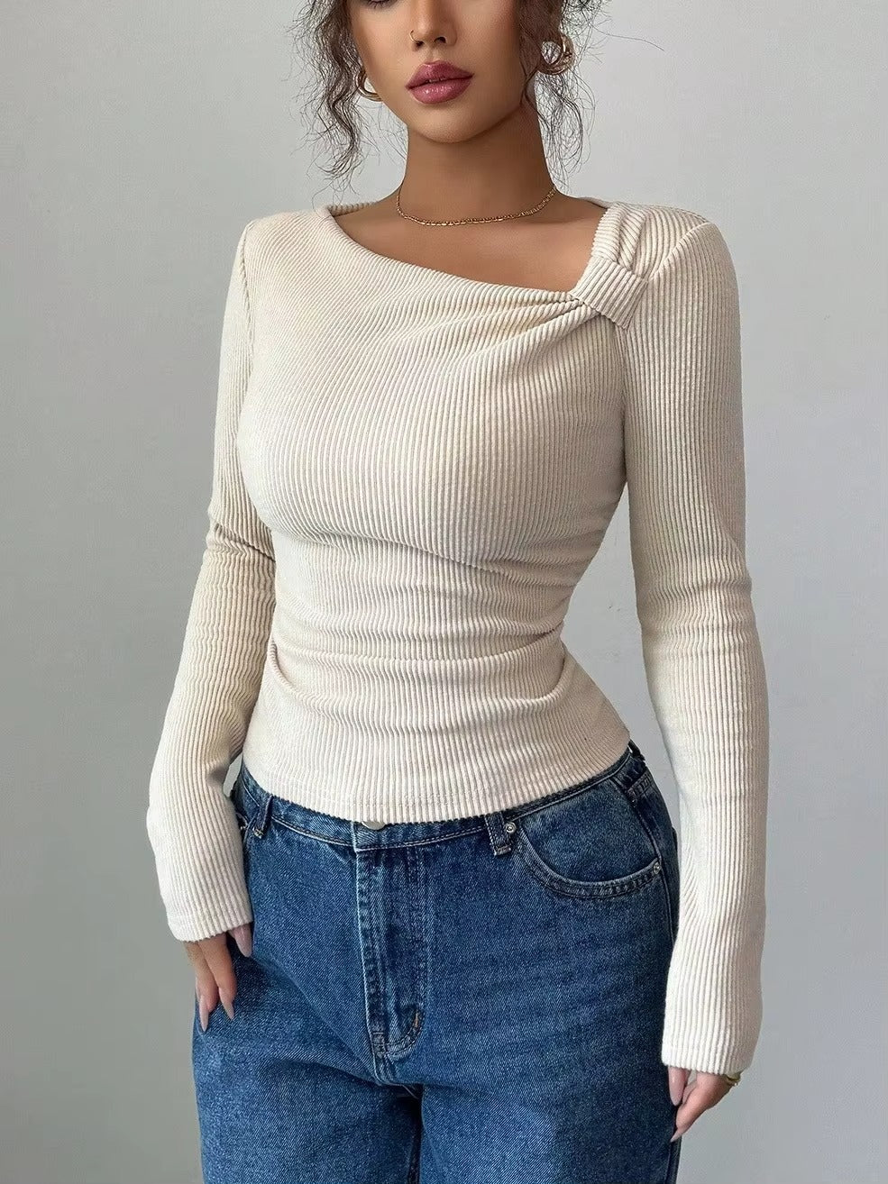 Women's Asymmetrical Pleated T-Shirt