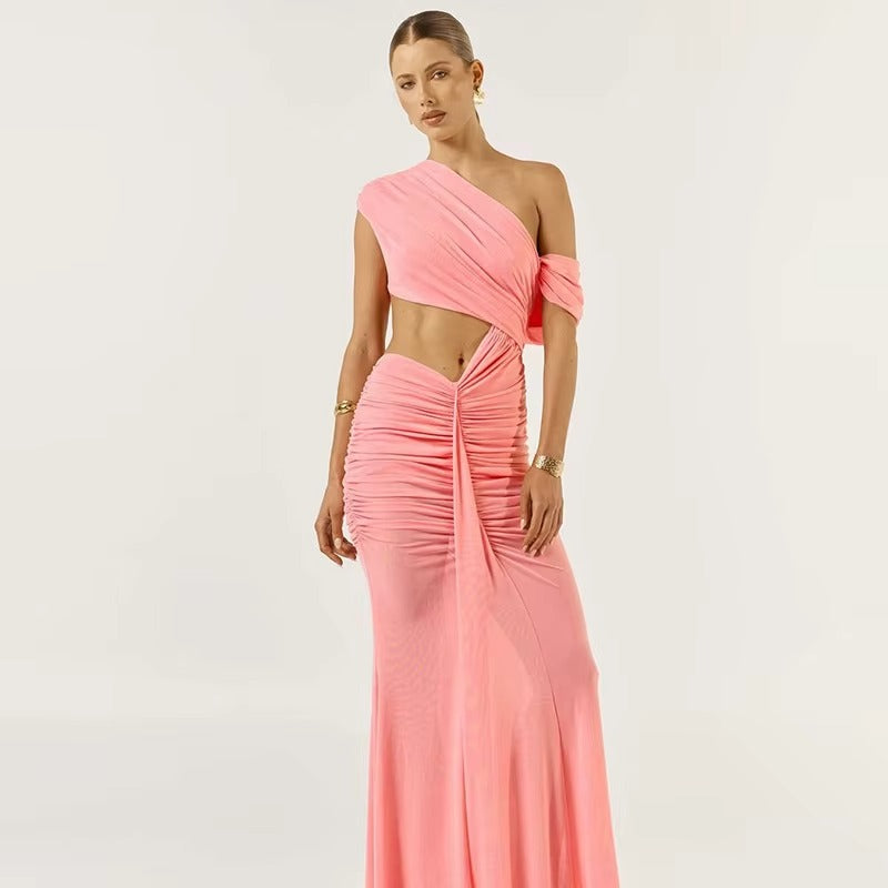 Arianna Pleated Patchwork Maxi Dress