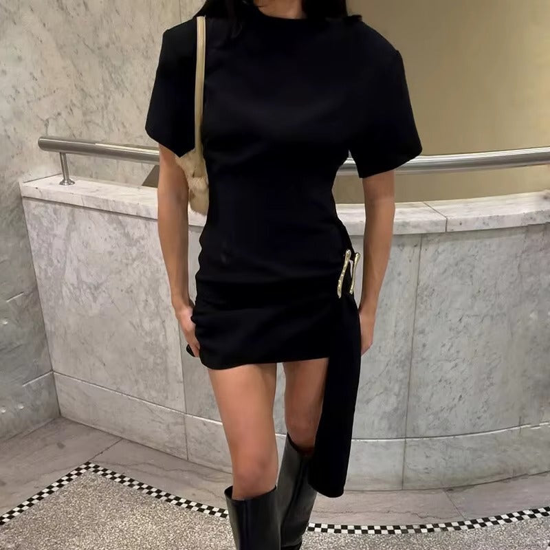 Victoria Short Sleeve Draped Sexy Mini Dress