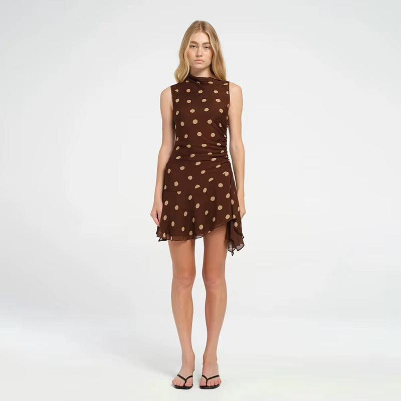 Paula Sleeveless Polka Dot Dress