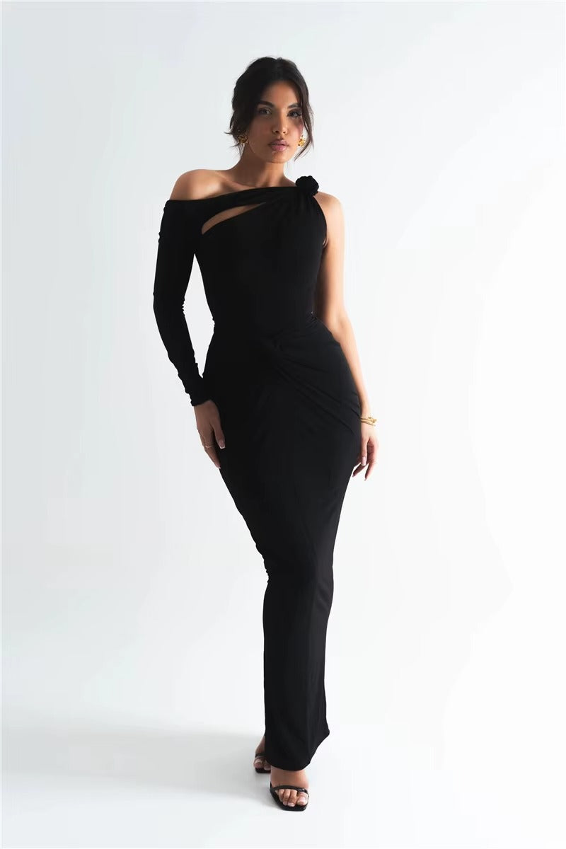 Marilyn Rose One Shoulder Backless Sexy Maxi Dress