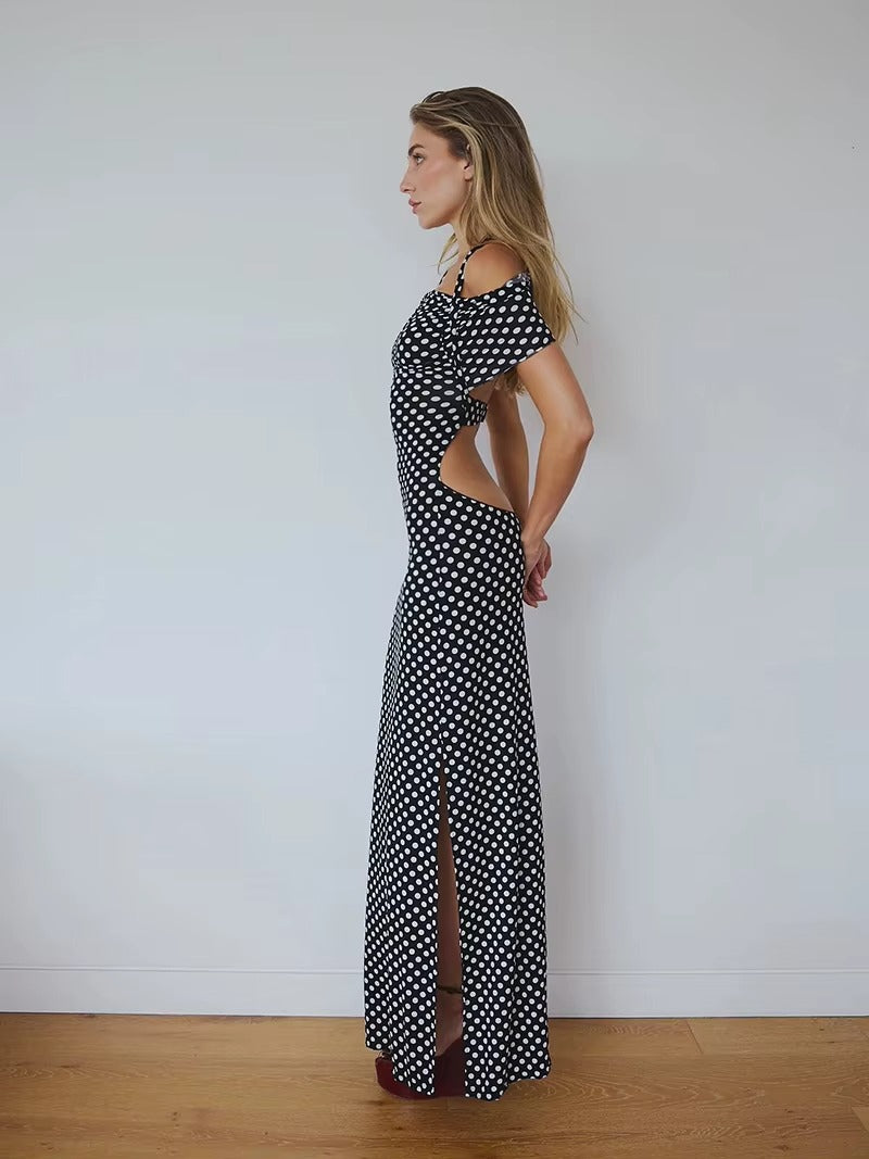 Julie Off-shoulder Polka Dot Maxi Dress