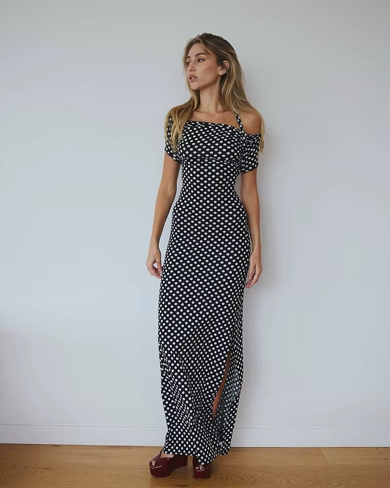 Julie Off-shoulder Polka Dot Maxi Dress
