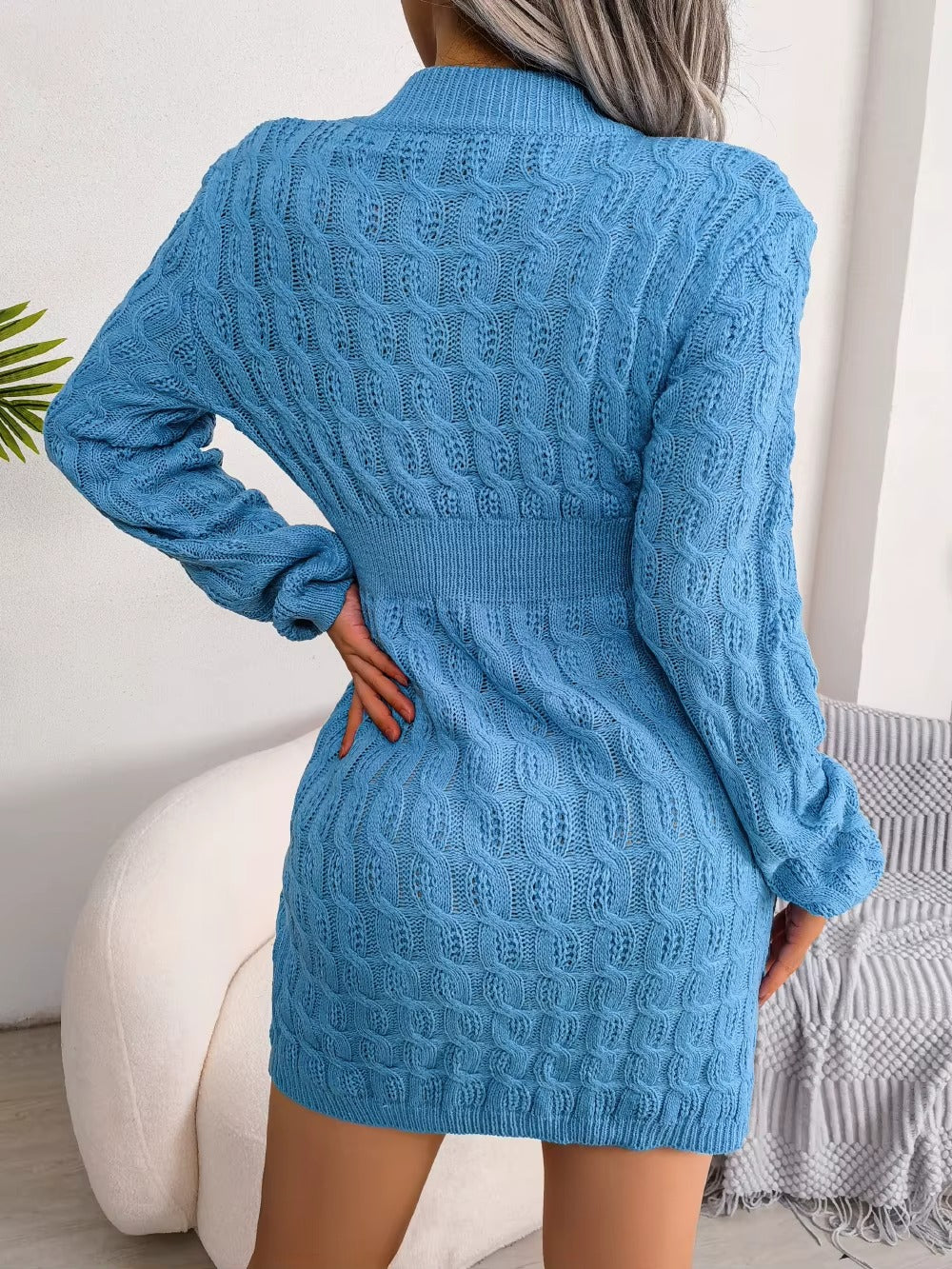 Women's Casual Long Sleeve Knitted Sweater Dress