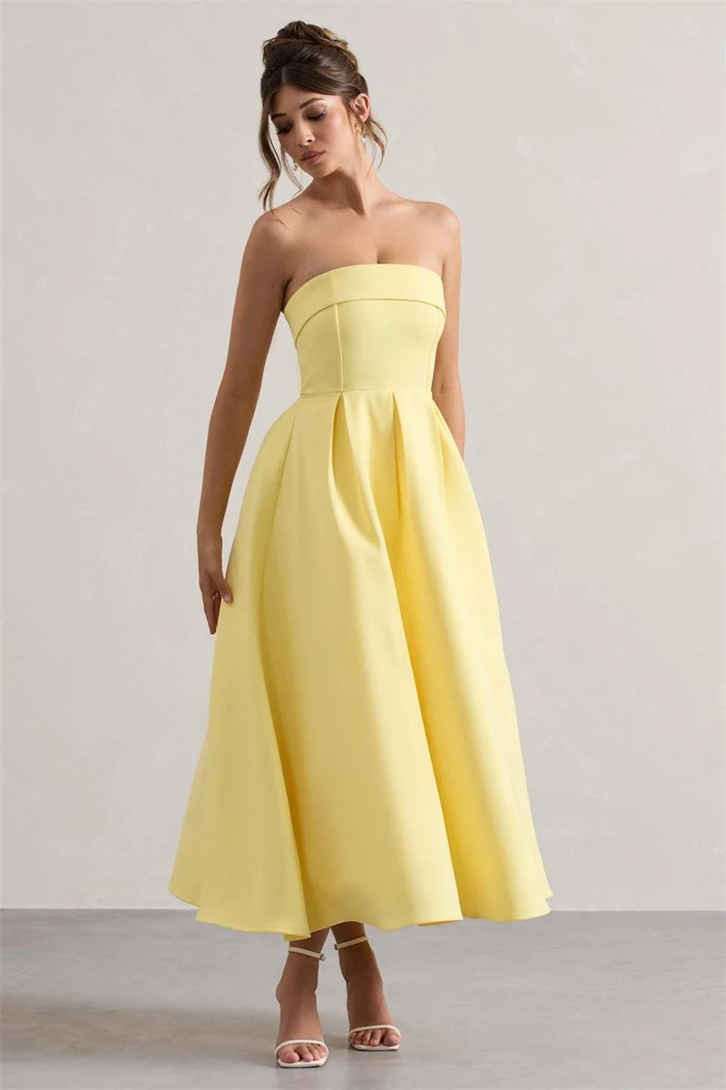 Off-shoulder Strapless Sexy Midi Dress