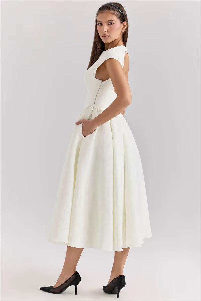 White Backless A-line Sexy Maxi DressValerie