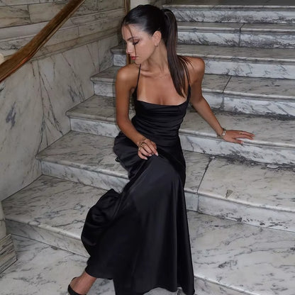 Stephanie Spaghetti Strap Backless Sexy Maxi Dress