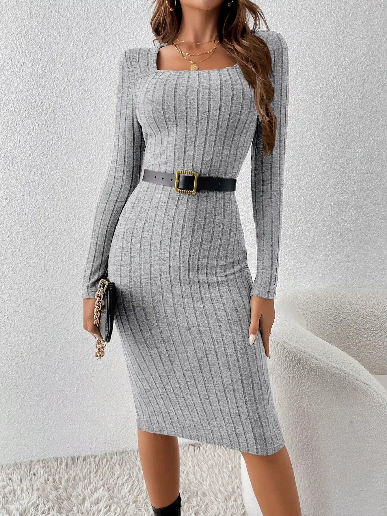 Belt Bag & Curvy Silhouette Sweater Dress