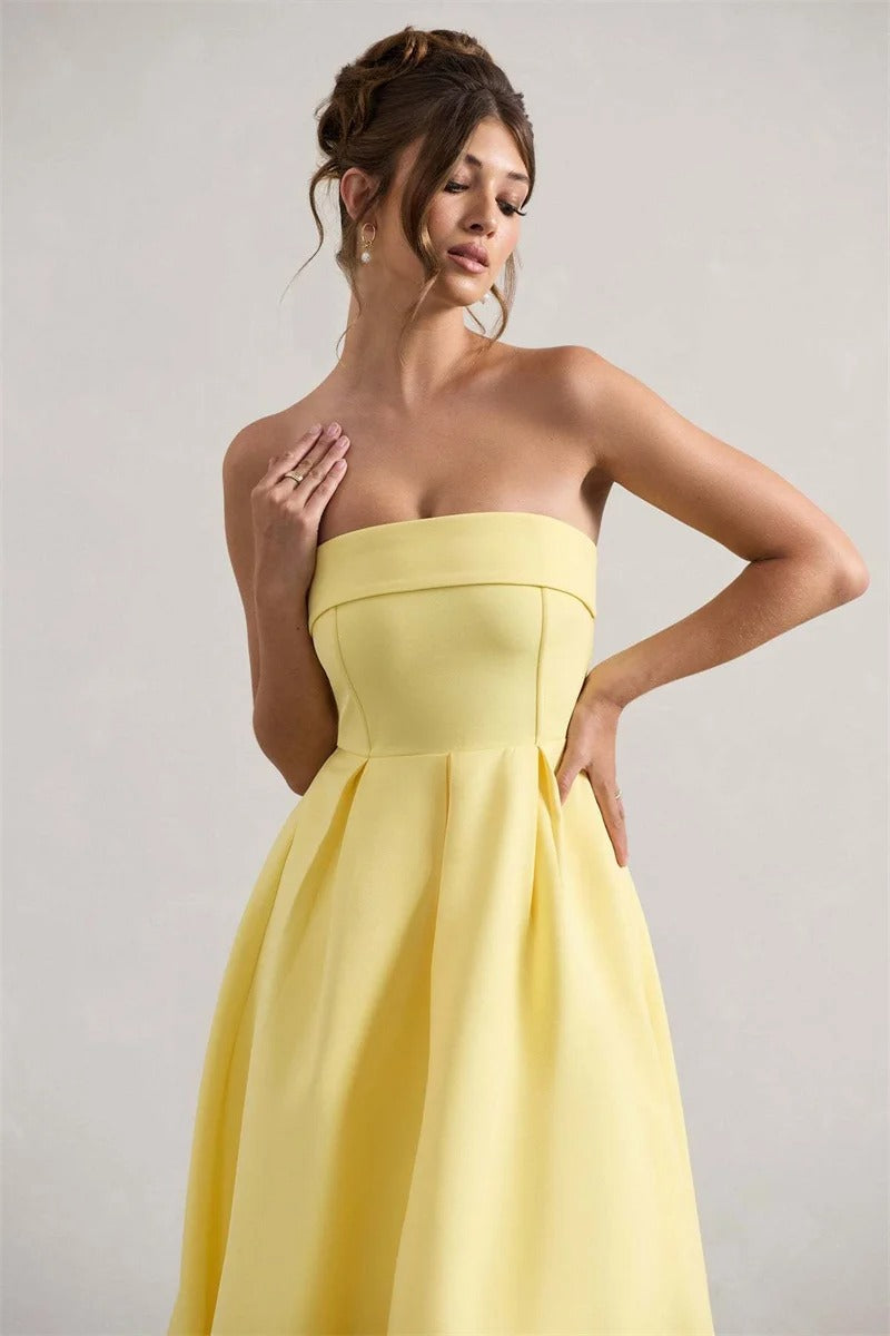 Off-shoulder Strapless Sexy Midi Dress