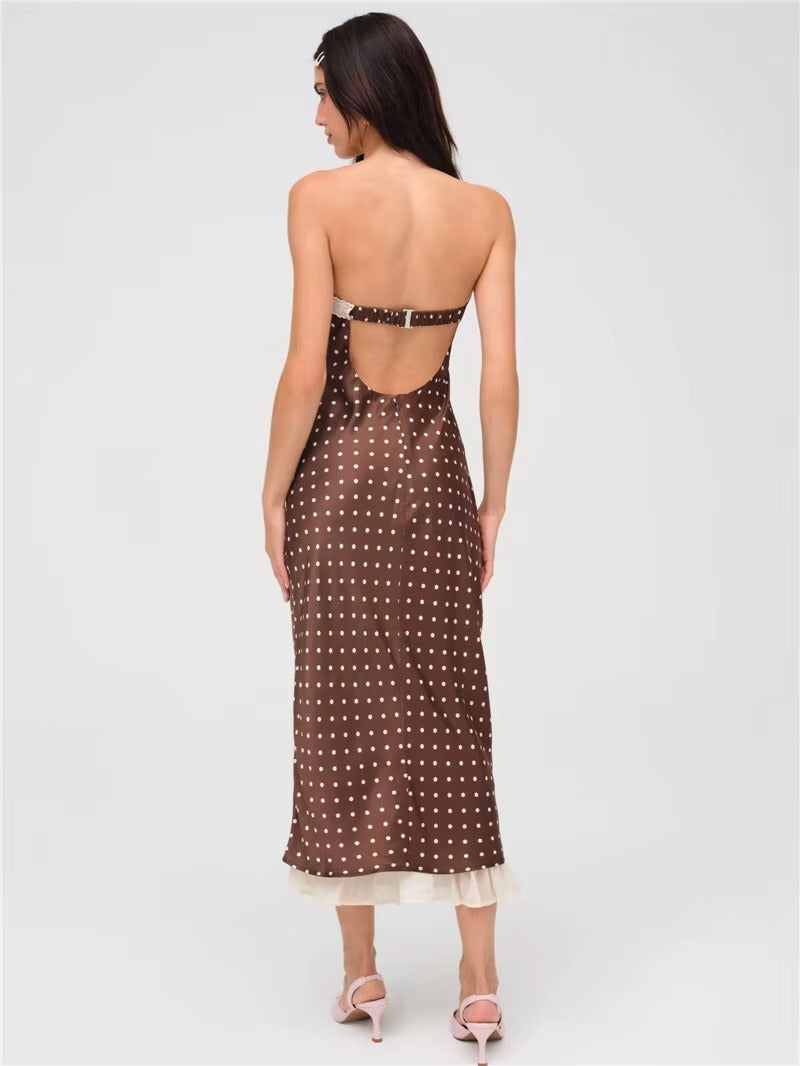 Connie Lace Strapless Backless Sexy Midi Dress