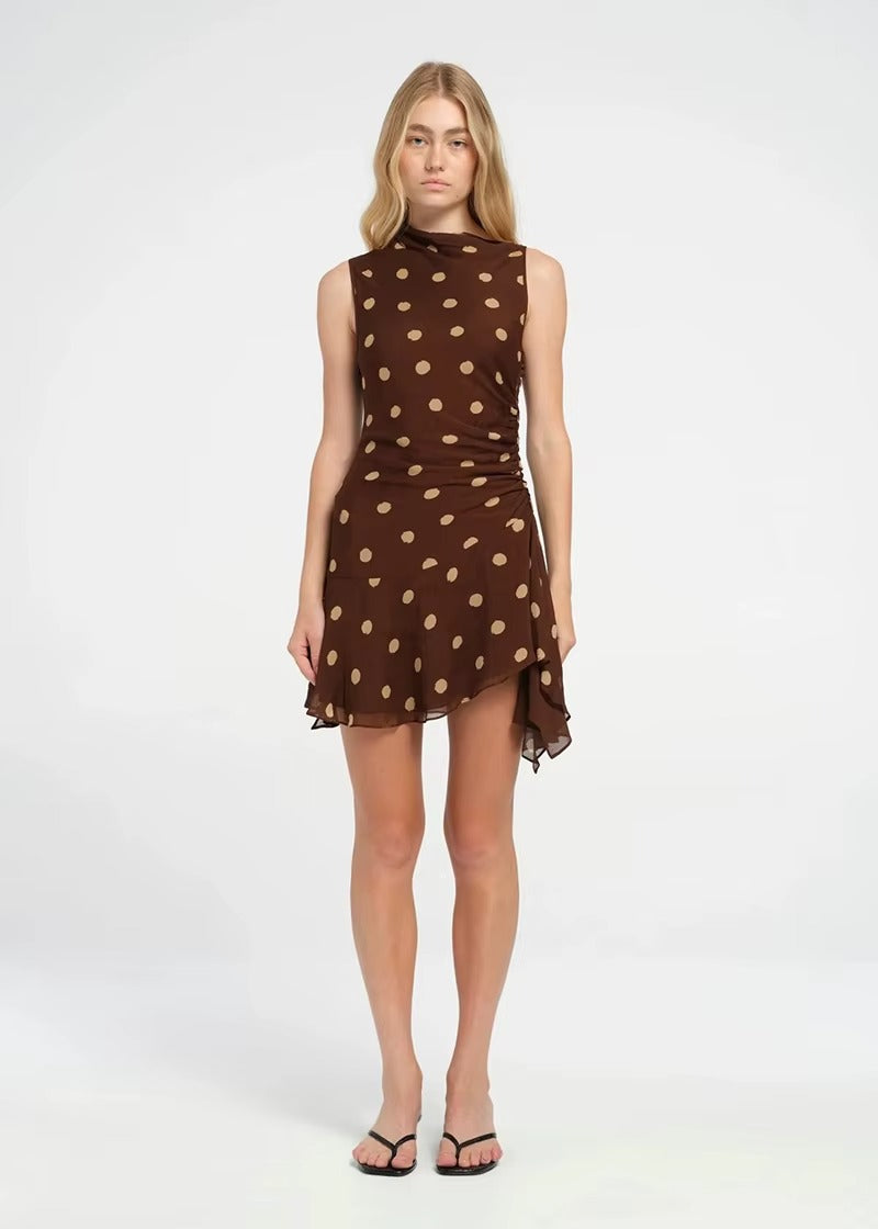 Paula Sleeveless Polka Dot Dress