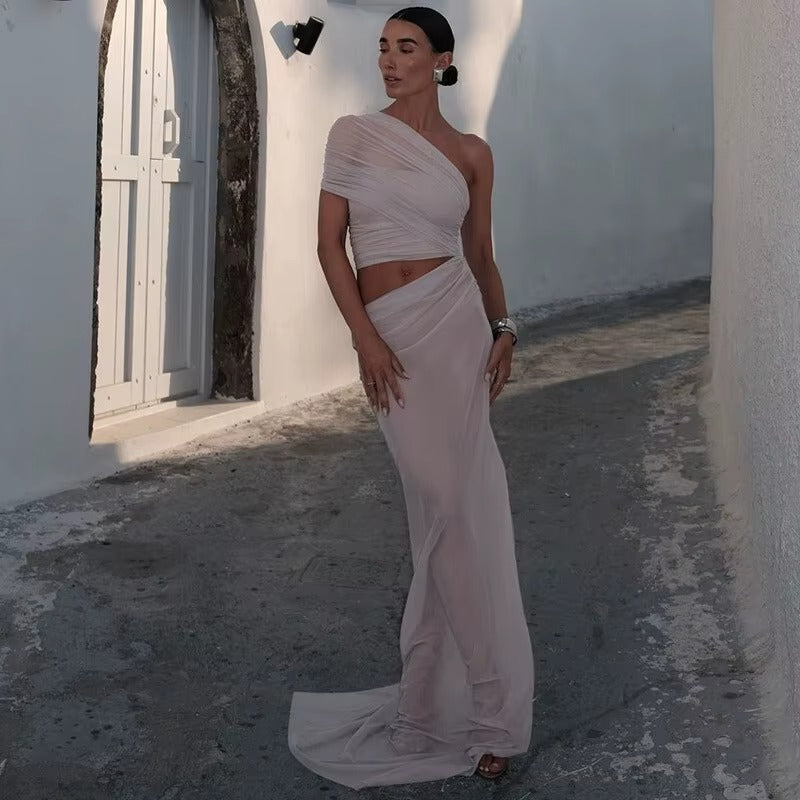 Alana Mesh Hollow Out Backless Sexy Maxi Dress