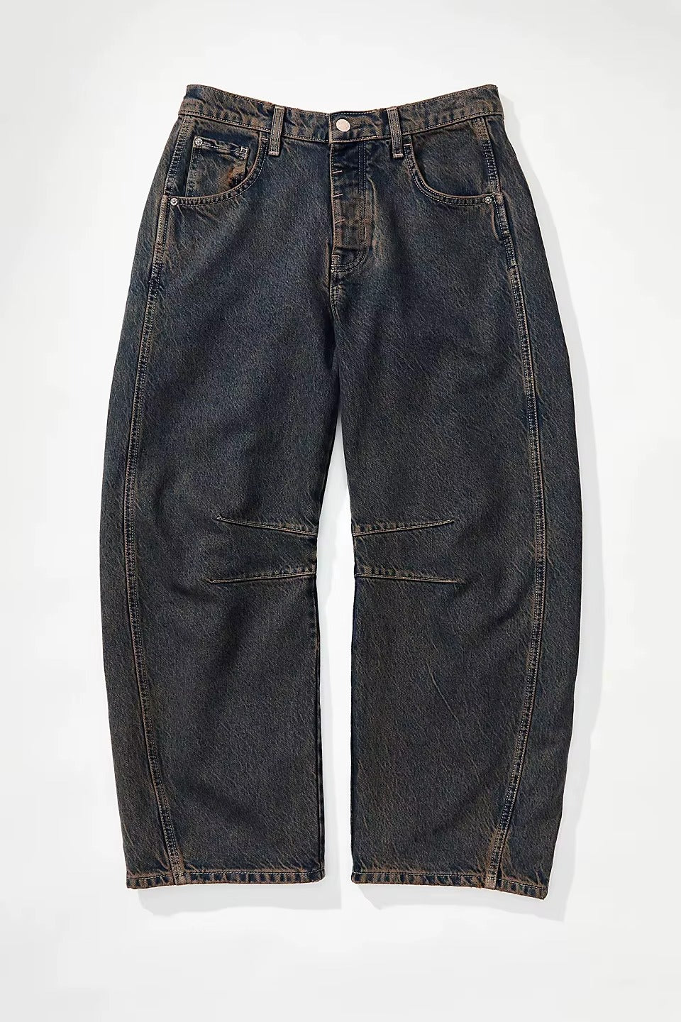 High-Stretch Mid-Rise Barrel Jeans for Women