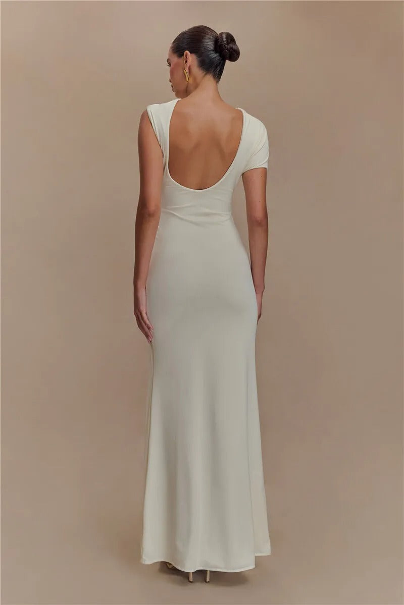 Alana Hollow Out Gold Clasp Sexy Maxi Dress