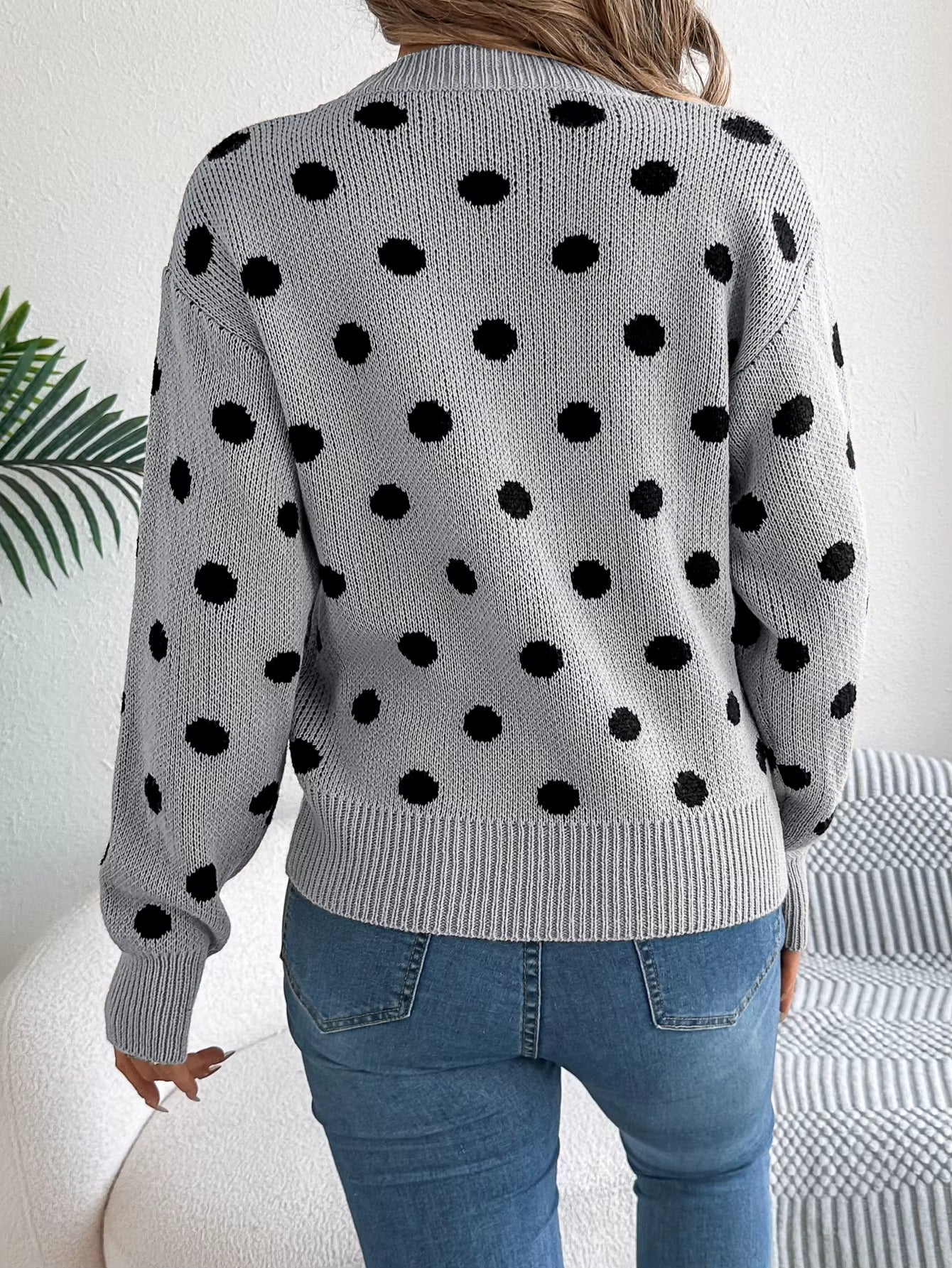 Cozy Casual Lantern Sleeve Round-Neck Pullover
