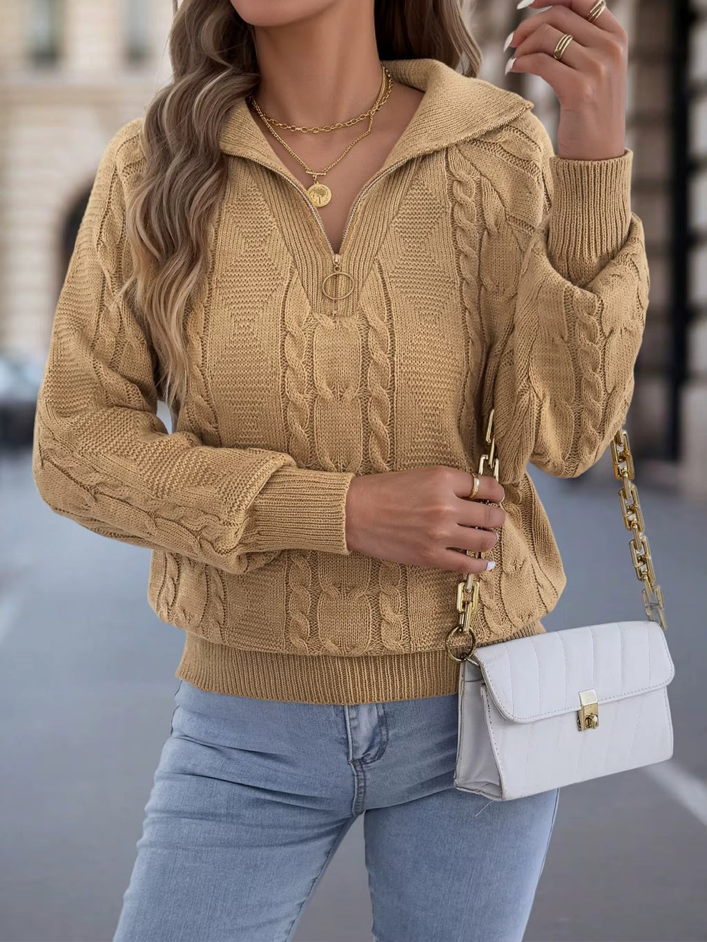 Women’s Casual Lantern Sleeve Knit Outfit