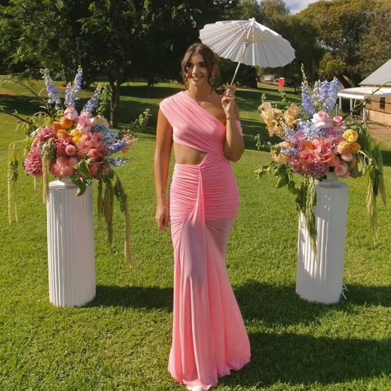 Arianna Pleated Patchwork Maxi Dress