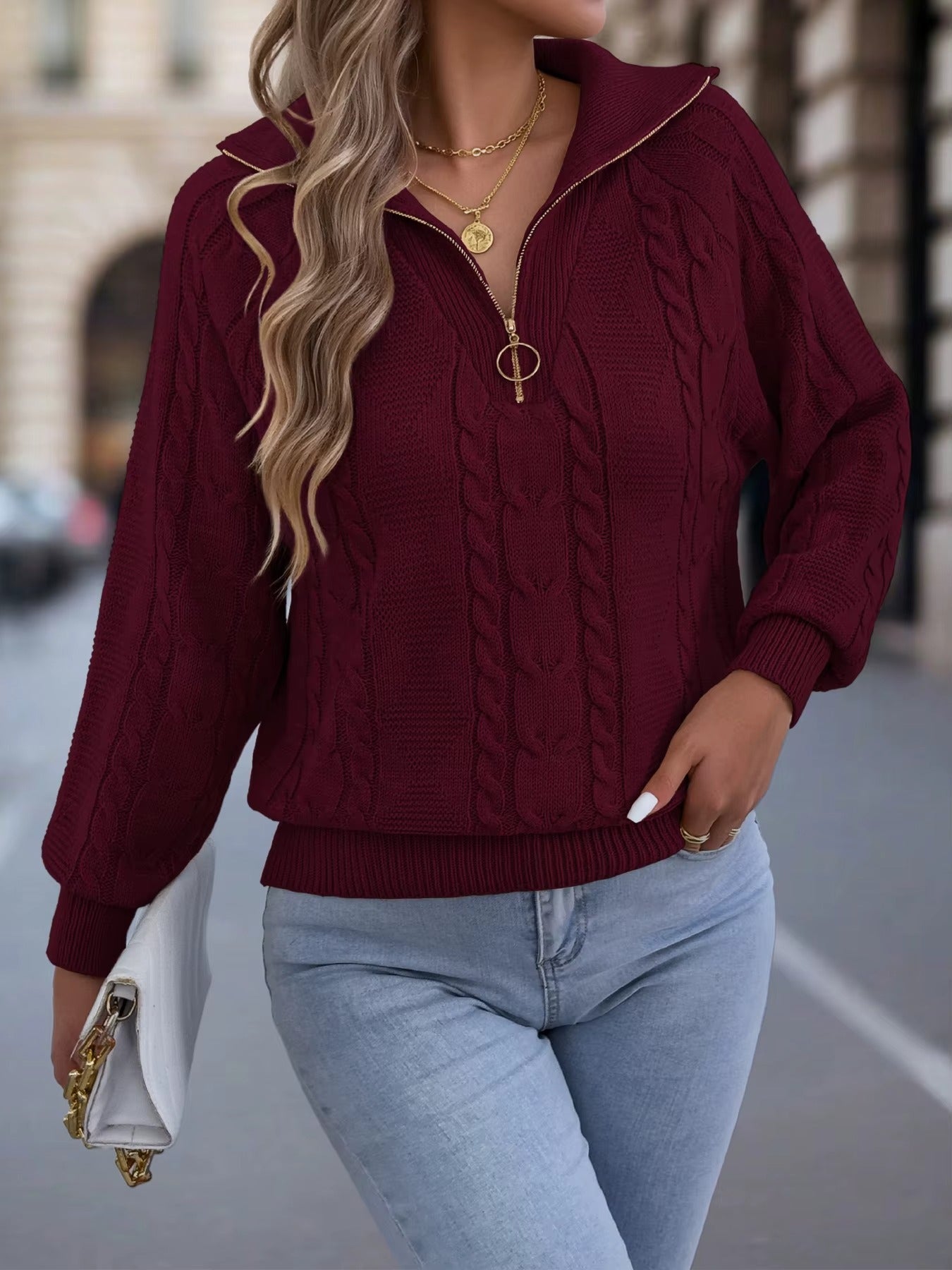 Women’s Casual Lantern Sleeve Knit Outfit