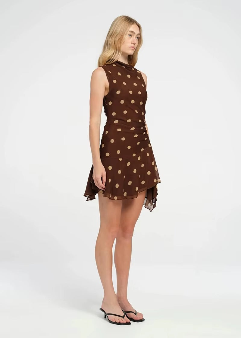 Paula Sleeveless Polka Dot Dress