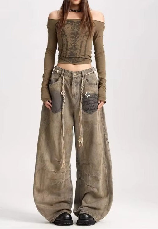 American Retro Y2K Wide Leg Jeans