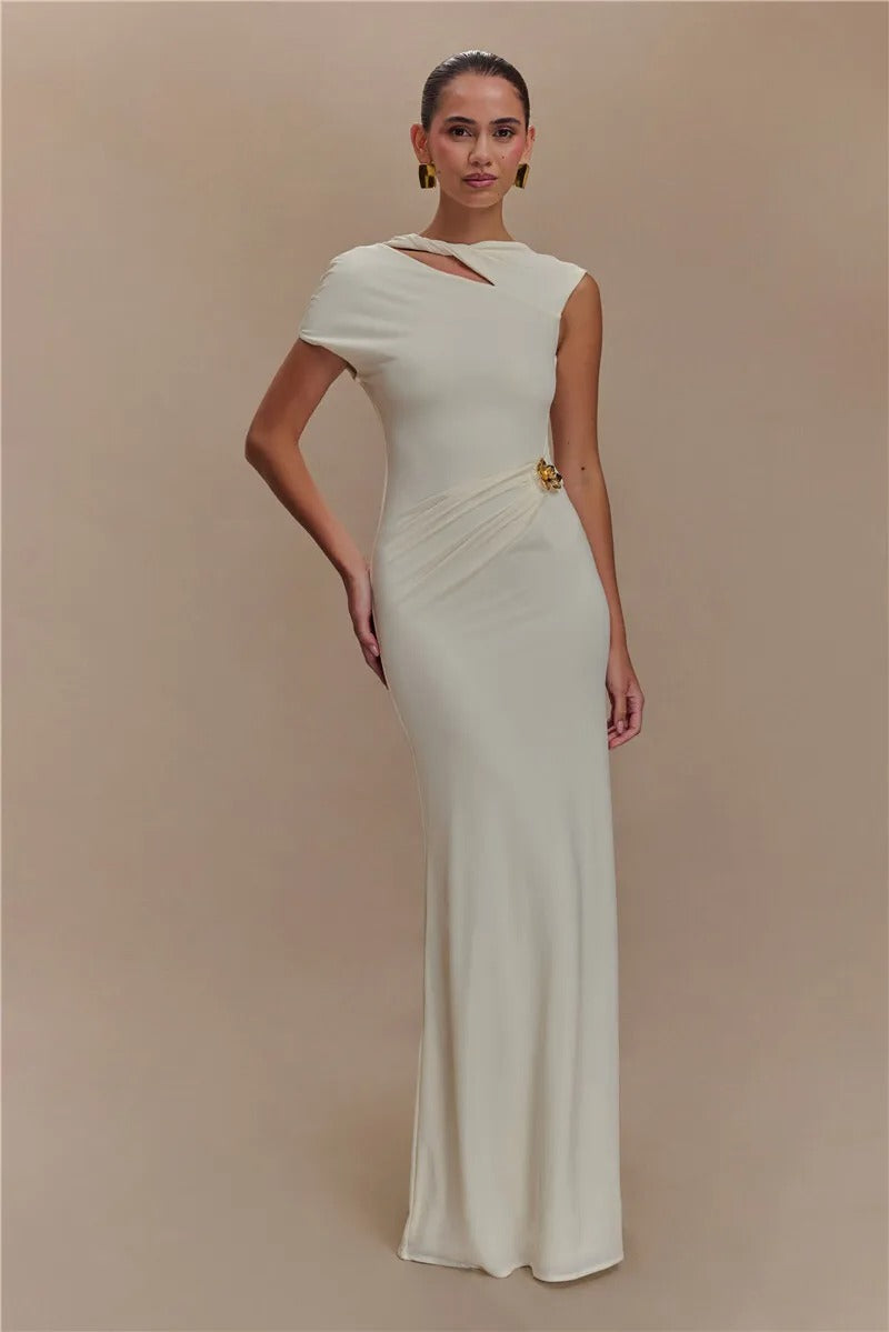 Alana Hollow Out Gold Clasp Sexy Maxi Dress