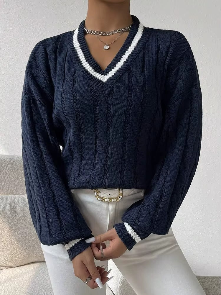 Cozy Fall V-Neck Sweater Outfit for Women