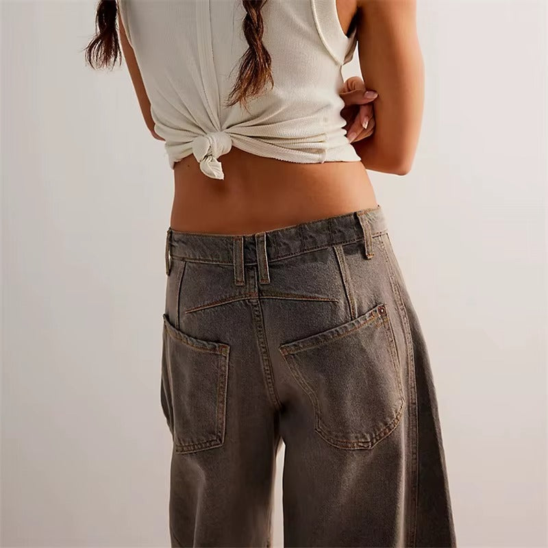 High-Stretch Mid-Rise Barrel Jeans for Women