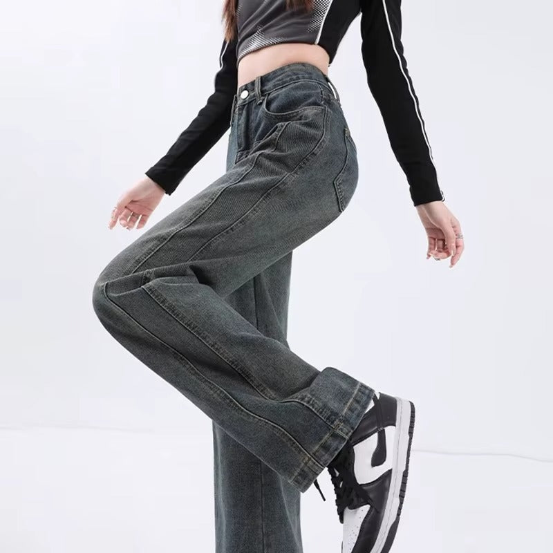 Women’s High Waisted Wide Leg Jeans – Loose Boyfriend Straight Leg Denim Outfit