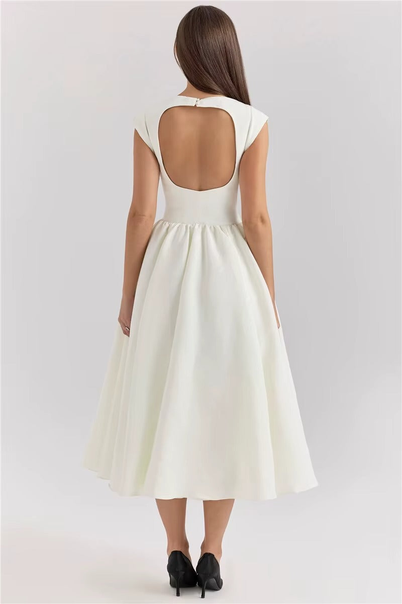 White Backless A-line Sexy Maxi DressValerie