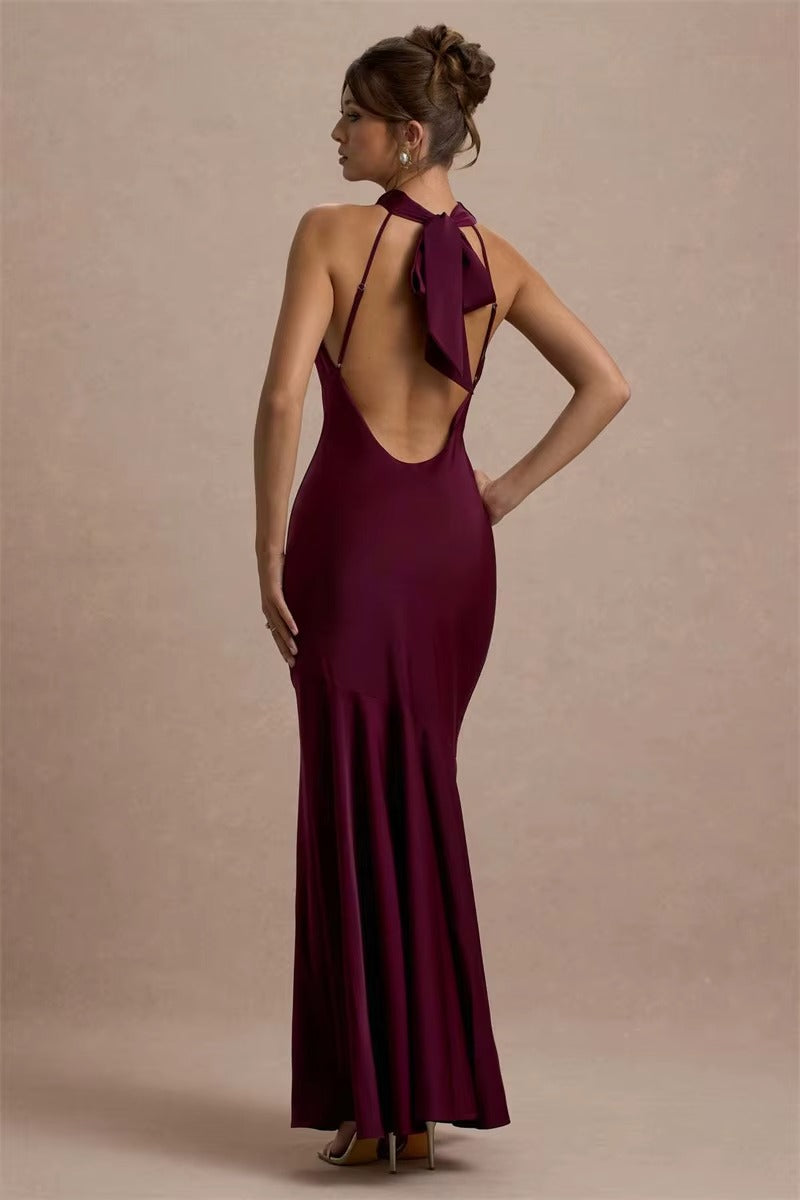 Satin Cowl Neck Sexy Maxi Dress