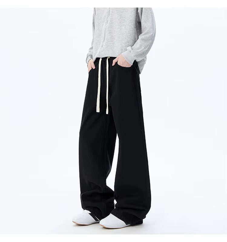 High Waisted Wide-Leg Jeans with Elastic Waist