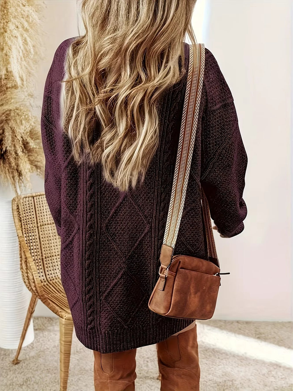 Casual Round Neck Full Sleeve Sweater Dress