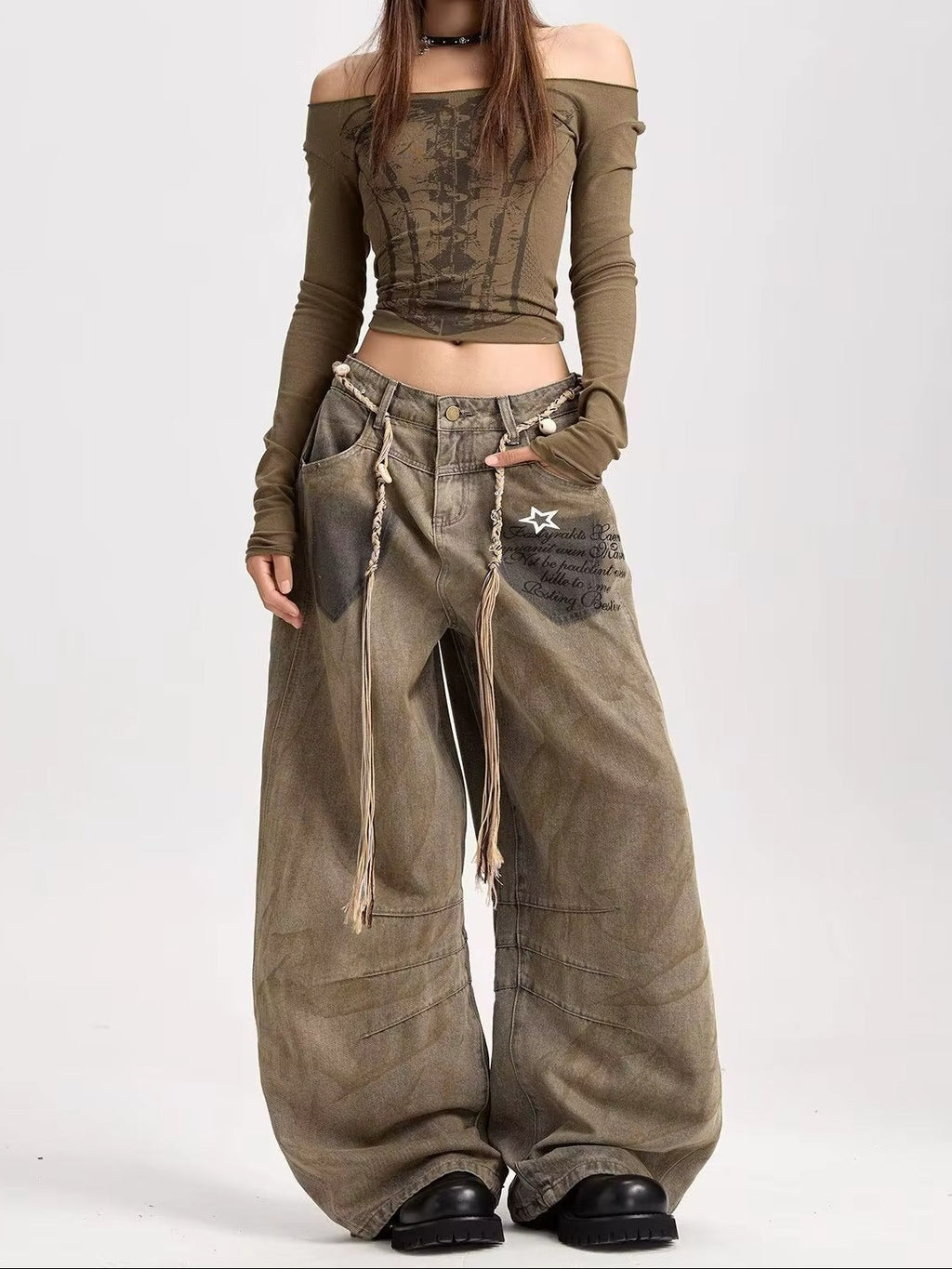 American Retro Y2K Wide Leg Jeans