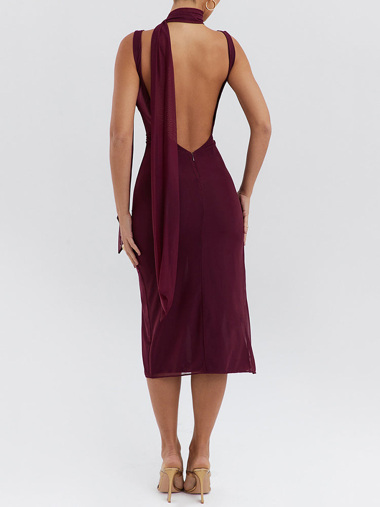 Joanna Flower High Split Sexy Midi Dress