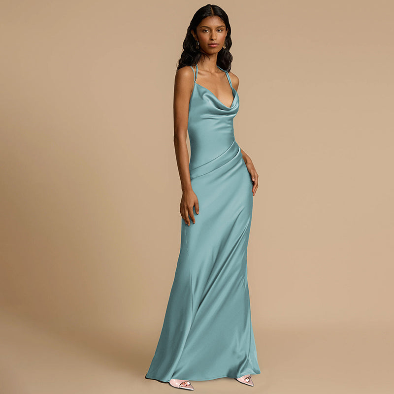 Stephanie Spaghetti Strap Backless Sexy Maxi Dress