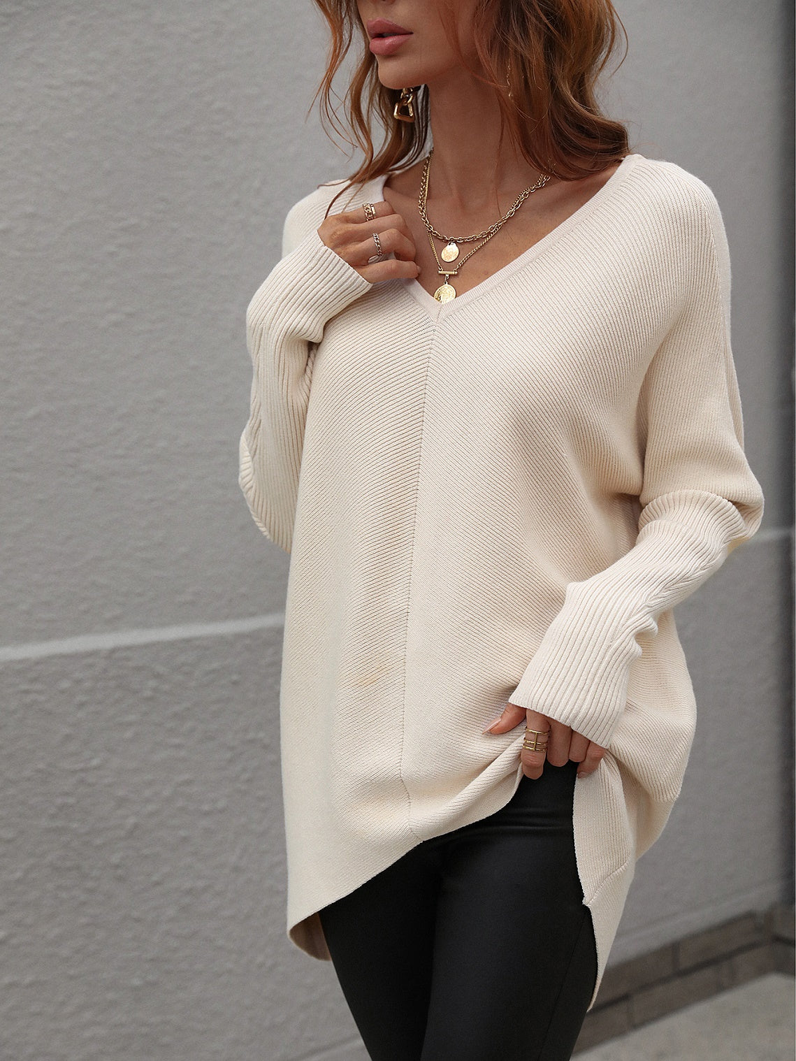 Joanna V-Neck Solid Color Women Sweater