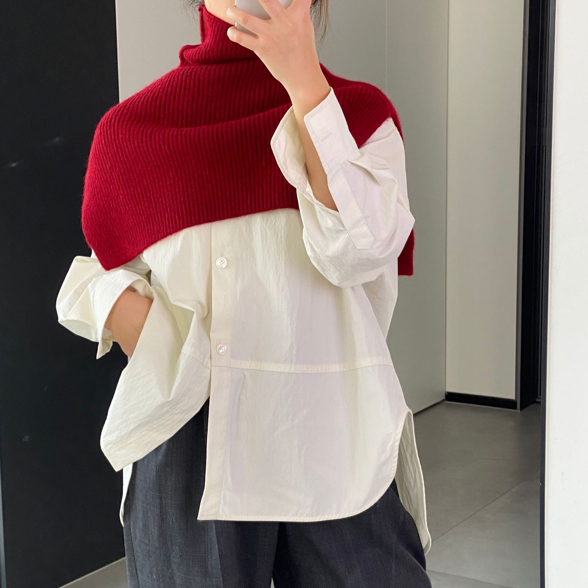 Grace Knitted Short Shawl Turtleneck Woman Sweater