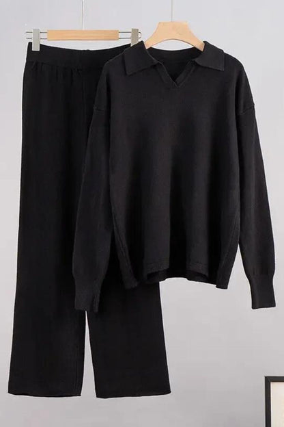 Kate Polo Neck Sweater & Wide Leg Pants Knitted Outfit